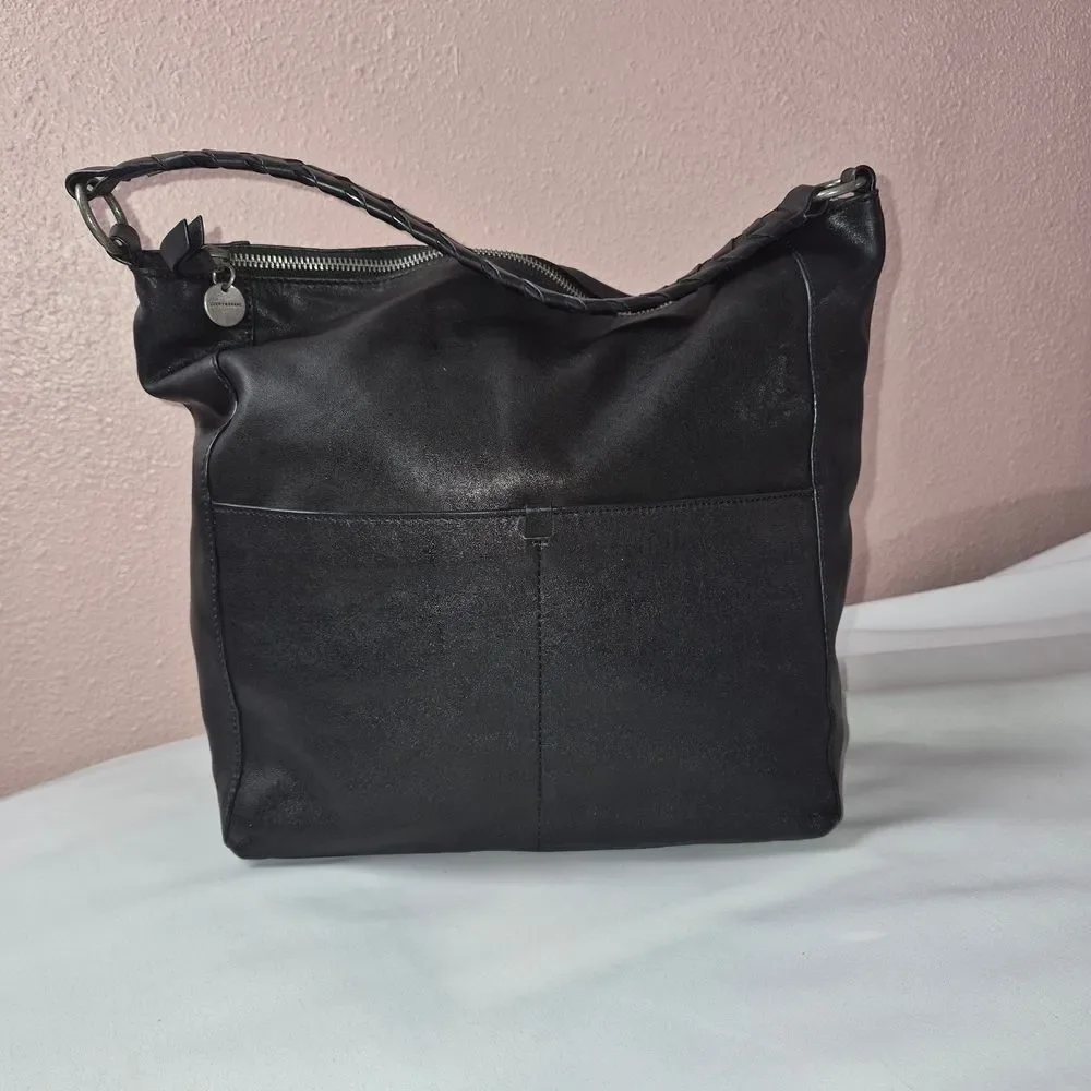 Lucky Brand Vala Leather Black Hobo Bag